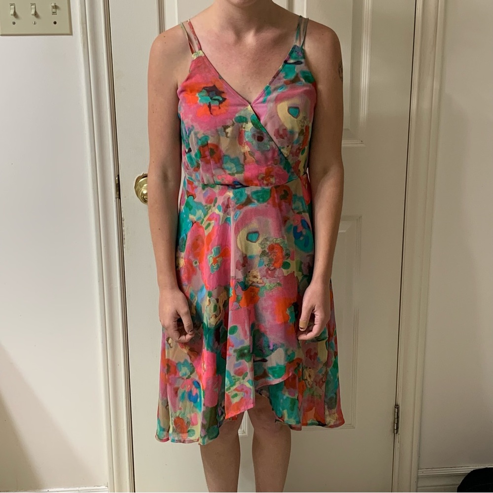🌷3 for $25🌷BB Dakota, US 2 (Fits Up To US M), Pink Floral High Low Wrap Dress
